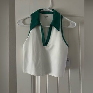 Collard workout top and tennis skirt